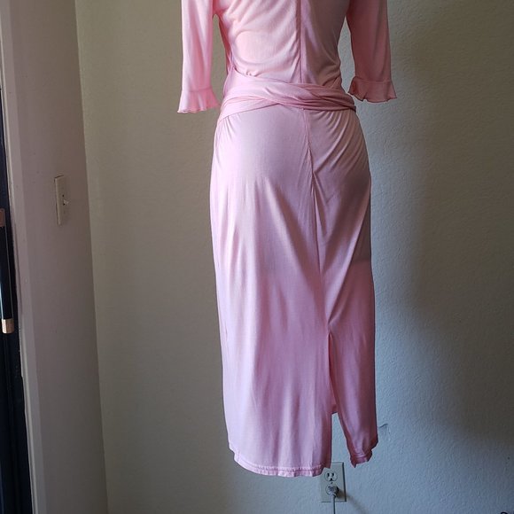 NWT Sweet Pink Spring Dress With High Collar & Tie Waist - Picture 8 of 10